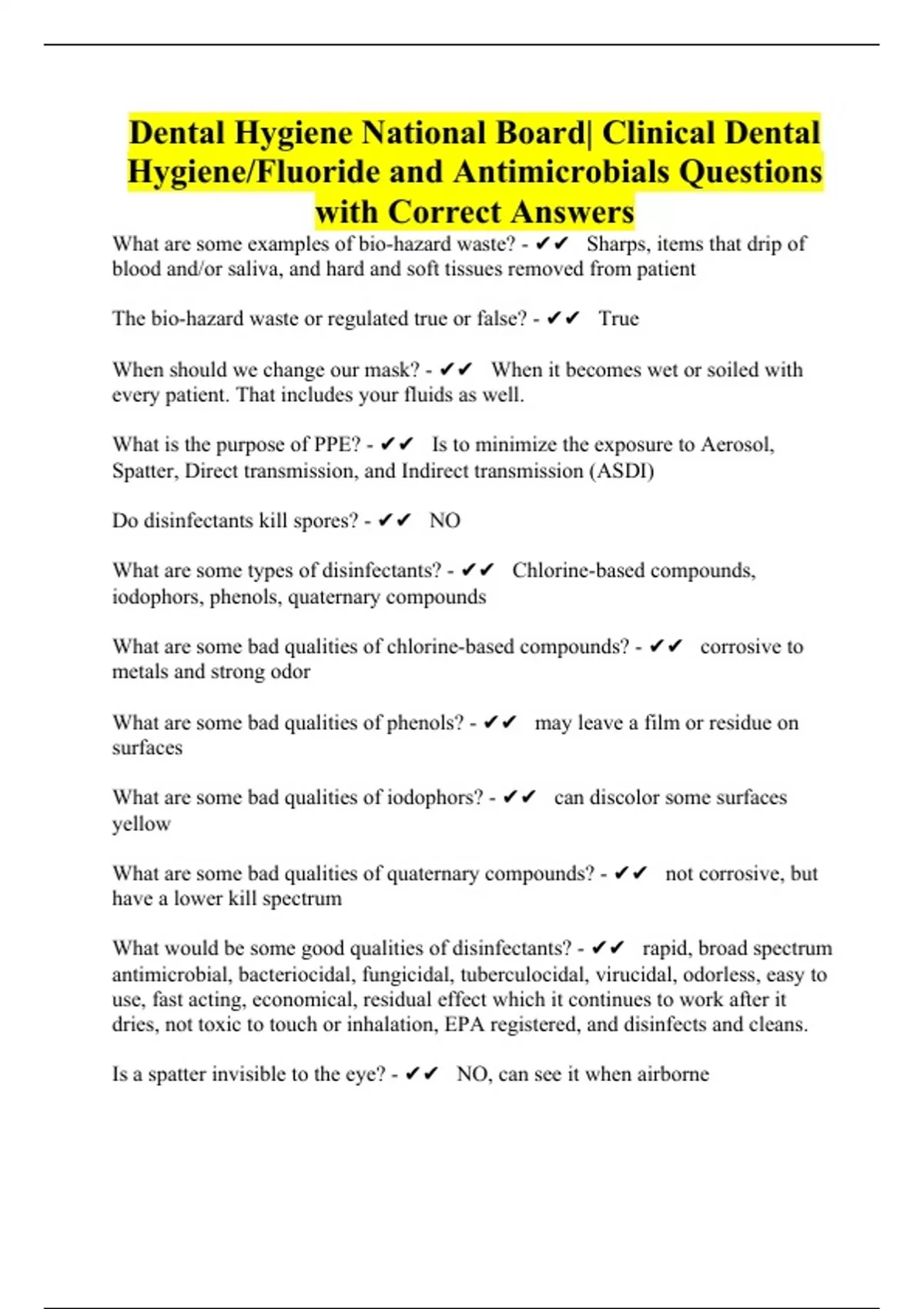 Dental Hygiene National Board Clinical Dental Hygiene/Fluoride and