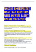 WGU785 BIOCHEMISTRY  FINAL EXAM QUESTIONS  WITH ANSWERS LATEST  UPDATE 2023&sol;2024