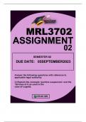 MRL3702ASSIGNMENT2 SEMESTER 2 DUE 5 SEPTEMBER 2023