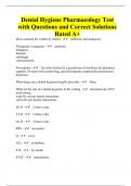 Dental Hygiene Pharmacology Test with Questions and Correct Solutions Rated A+