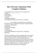 Bio 110 Exam 3 Questions With Complete Solutions