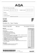 AQA GCSE URDU-G-8648-RF-QUESTION PAPER 16May23-PM-Foundation Tier Paper 3 Reading