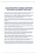 ADJUSTER PRO FLORIDA CERTIFIED  ADJUSTER GLOSSARY 2023-2024