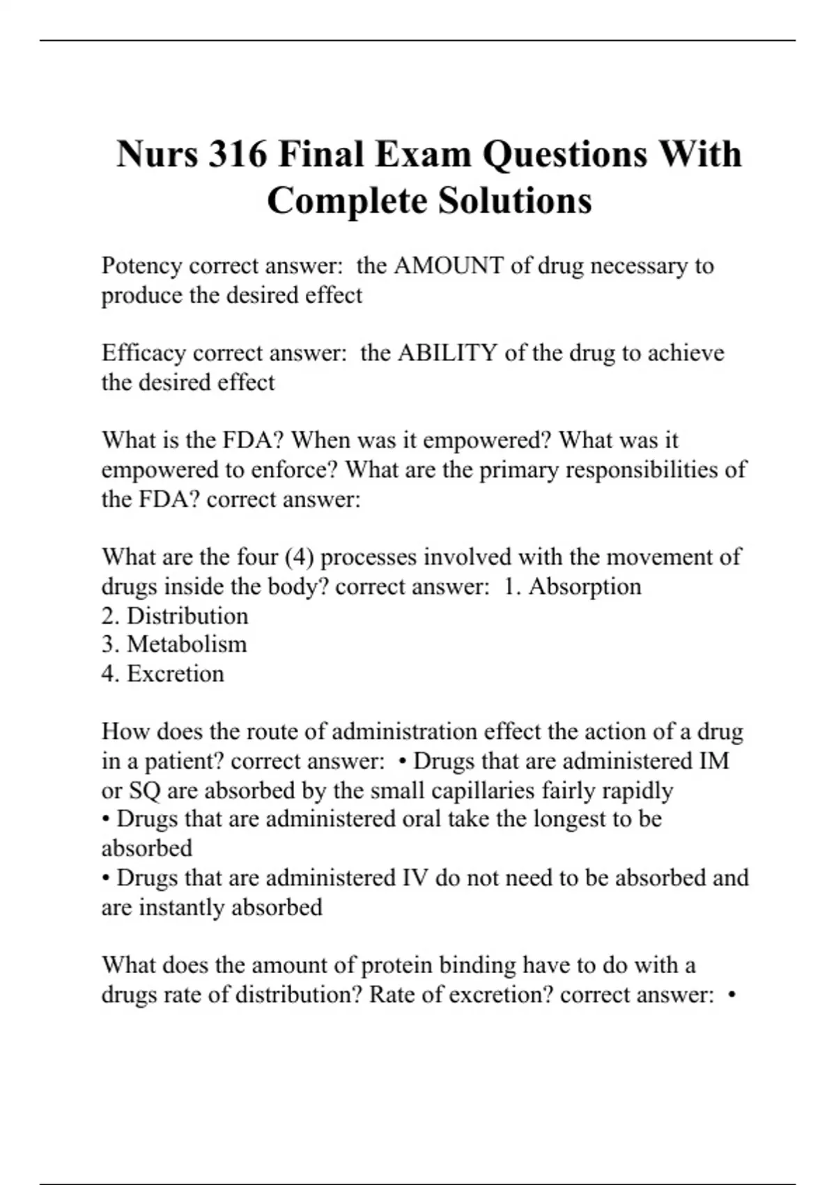 Nurs 316 Final Exam Questions With Complete Solutions - NURS 316 ...