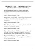 Nursing 316 Exam 1 Course Key Questions Questions With Complete Solutions.