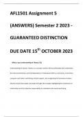 AFL1501 Assignment 5 (ANSWERS) Semester 2 2023 - GUARANTEED DISTINCTION DUE DATE 15th OCTOBER 2023