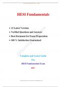 HESI Fundamentals/Complete and Latest Guide  For  HESI Fundamentals Exam   2021