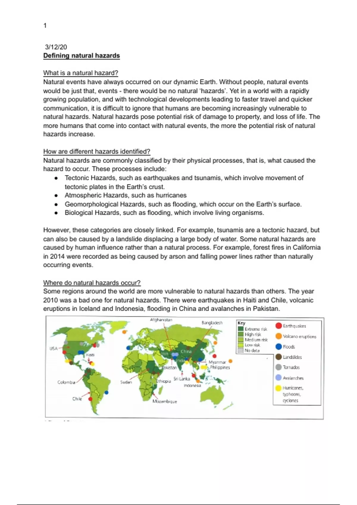 Summary The Challenge of Natural Hazards GCSE Geography class notes