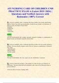 ATI NURSING CARE OF CHILDREN CMS PRACTICE EXAM A (Latest 2023/ 2024) | Questions and Verified Answers with Rationales | 100% Correct