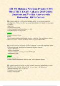 ATI PN Maternal Newborn Practice CMS PRACTICE EXAM A (Latest 2023/ 2024) | Questions and Verified Answers with Rationales | 100% Correct