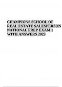 CHAMPIONS SCHOOL OF REAL ESTATE SALESPERSON NATIONAL QUESTIONS WITH ANSWERS LATEST 2023/2024