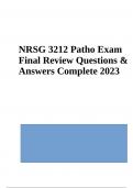 NRSG 3212 Patho Final Exam Questions With Answers Latest Update 2023/2024 (GRADED A+)2023