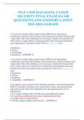 WGU C838 MANAGING CLOUD  SECURITY FINAL EXAM OA 100  QUESTIONS AND ANSWERS LATEST  2023-2024 |AGRADE