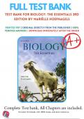 Test Bank For Biology: The Essentials 3rd Edition By Mariëlle Hoefnagels | 2022-2023 | 9781259824913 | Chapter 1- 30 | Complete Questions And Answers A+