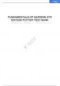 FUNDAMENTALS OF NURSING 9TH EDITION POTTER PERRY TEST BANK