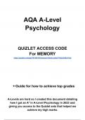 A* Quizlet flashcard access - MEMORY for AQA A-Level Psychology