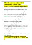 California Insurance Adjuster Exam Questions and Answers &lpar;100&percnt; Correct&sol;Verified Answers&rpar;2023 RATED A&plus;