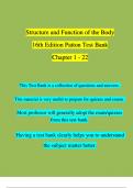 Structure and Function of the Body 16th Edition Patton TEST BANK  Chapter 1 - 22  | 100 % Complete