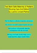 TEST BANK  - Safe Maternity & Pediatric Nursing Care Second Edition by Luanne Linnard-Palmer Chapter 1 - 38 &vert; 100 &percnt; Complete