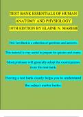 Test Bank for Essentials of Human Anatomy & Physiology 10th Edition by Elaine N. Marieb | 100 % Complete