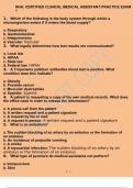 NHA&lowbar; CERTIFIED CLINICAL MEDICAL ASSISTANT PRACTICE EXAM 1 Correct Answers