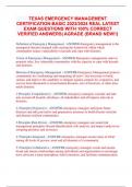 TEXAS EMERGENCY MANAGEMENT  CERTIFICATION-BASIC 2023&sol;2024 REAL LATEST  EXAM QUESTIONS WITH 100&percnt; CORRECT  VERIFIED ANSWERS&vert; AGRADE &lpar;BRAND NEW&excl;&excl;&rpar;