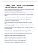 Certified Dental Assistant Exam 1 Questions with 100&percnt; Correct Answers 