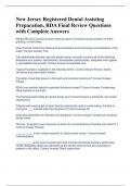 New Jersey Registered Dental Assisting Preparation, RDA Final Review Questions with Complete Answers 