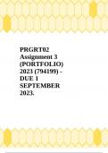 PRGRT02 Assignment 3 (PORTFOLIO) 2023 (794199) - DUE 1 SEPTEMBER 2023.