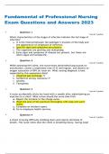 Fundamental of Nursing Exams Questions and Answers 2023/2024