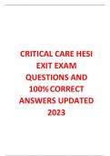 CRITICAL CARE HESI  EXIT EXAM  QUESTIONS AND  100%CORRECT ANSWERS UPDATED  2023