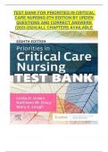 TEST BANK FOR PRIORITIES IN CRITICAL CARE NURSING 8TH EDITION BY URDEN QUESTIONS AND CORRECT ANSWERS (2023-2024)|ALL CHAPTERS AVAILABLE 