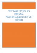 Test Bank for Stahl’s Essential Psychopharmacology 5th Edition All Chapters