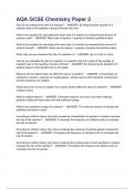 AQA GCSE Chemistry Paper 2 WITH 100 &percnt; CORRECT ANSWERS&vert;LATEST  2023 VERSION