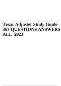 Texas Adjuster Exam Questions With Answers | Latest Update 2023/2024 (GRADED A+)
