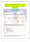 NUR 2633 Mom Baby Exam 1 (Mom Baby)-with 100% verified solutions- 2023-2024