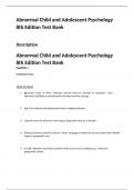 Abnormal Child and Adolescent Psychology  8th Edition Test Bank