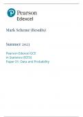 Pearson Edexcel GCE In Statistics (9ST0) Paper 01 Data and Probability -SUMMER 2023 MARK SCHEME (RESULTS