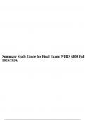 Summary Study Guide for Final Exam: NURS 6800 Fall 2023/2024.