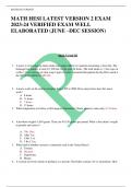 MATH HESI LATEST VERSION 2 EXAM 2023-24 VERIFIED EXAM WELL ELABORATED &lpar;JUNE &ndash;DEC SESSION&rpar;