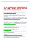 ATI RN NURSING CARE OF CHILDREN PRACTICE 2019 EXAM A LATEST UPDATE 2023&lowbar;2024 QUESTIONS WITH VERIFIED ANSWERS
