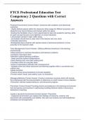 FTCE Professional Education Test Competency 2 Questions with Correct Answers 