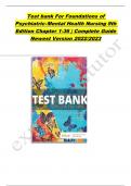 Test Bank For Foundations of Psychiatric - Mental Health Nursing 9th Edition Chapter 1 - 36 | Complete Guide Newest Version 2022 /2023