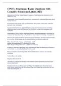 CPCE Assessment Exam Questions with 100&percnt; Correct Answers &lpar;Latest 2023&rpar;