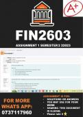 FIN2603 Assignment 1 Semester 2 2023 (899319)SOLUTIONS/ANSWERS