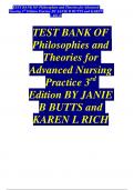 TEST BANK OF Philosophies and Theories for Advanced Nursing 3rd Edition Practice BY JANIE B BUTTS and KAREN L RICH TEST BANK OF Philosophies and Theories for Advanced Nursing 3rd Edition Practice BY JANIE B BUTTS and KAREN L RICH TEST BANK OF Philosophies
