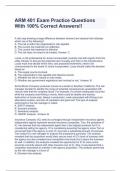 ARM 401 Exam Practice Questions With 100% Correct Answers!!