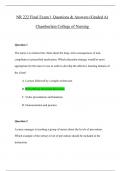 NR 222 Final Exam 1 Questions & Answers (Graded A) Chamberlain College of Nursing