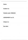 MNE2601 ASSIGNMENT 3 CASE STUDY