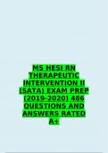 MS HESI RN THERAPEUTIC INTERVENTION II (SATA) EXAM PREP(2019 -2020) 486 QUESTIONS AND ANSWERS GRADED A+